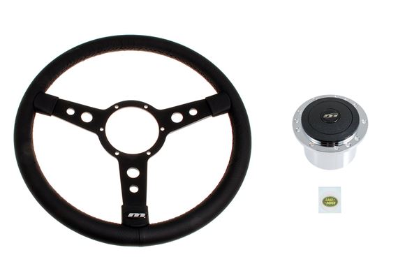 Steering Wheel Kit 15" Leather Semi Dish Black Centre Alloy Boss - LL1121B36A - Mountney